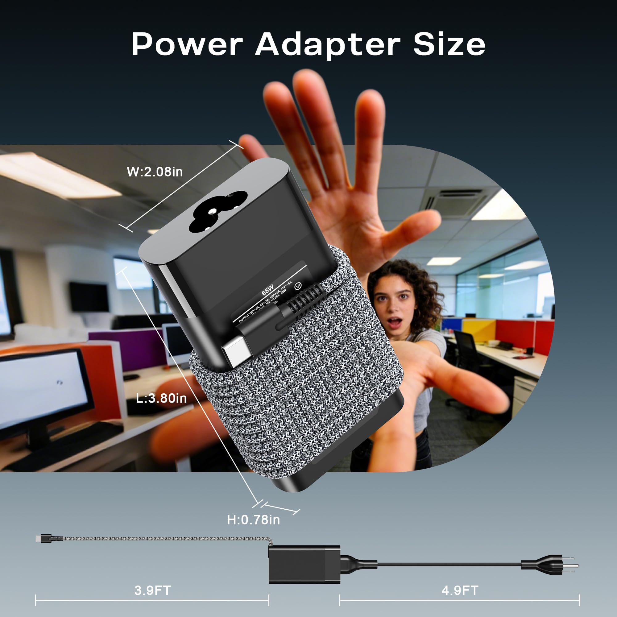 WZXHU 65W USB-C charger ideal for travel and mobile setups