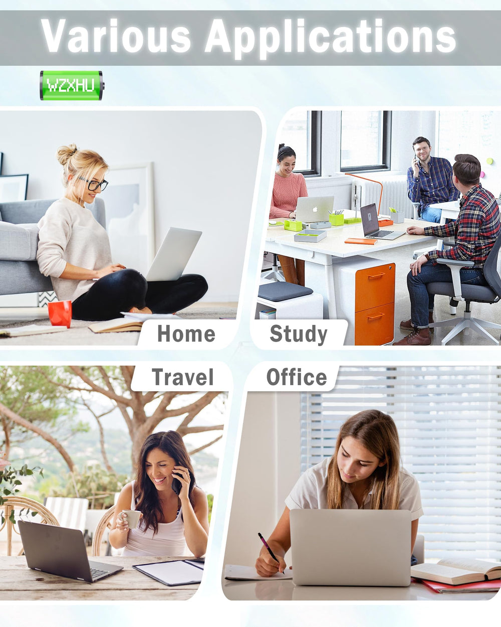 Lifestyle setup of WZXHU travel-ready charger for on-the-go use