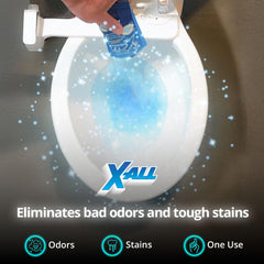 X-ALL pour-and-flush action cleans without bending or scrubbing.