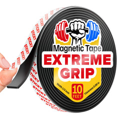 X-bet MAGNET tape on fridge holding notes securely.