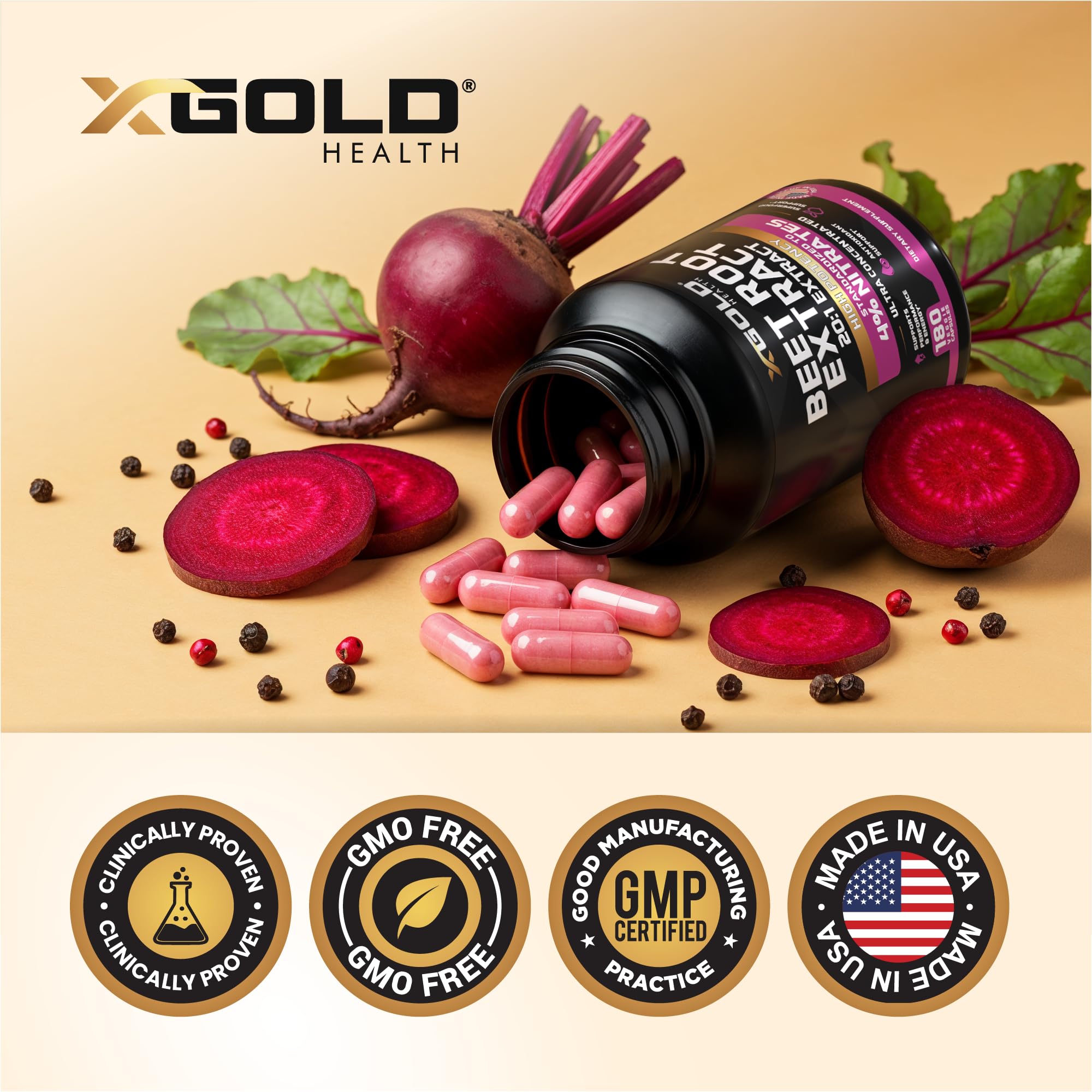 180 capsules per bottle from X Gold Health for convenient daily use.