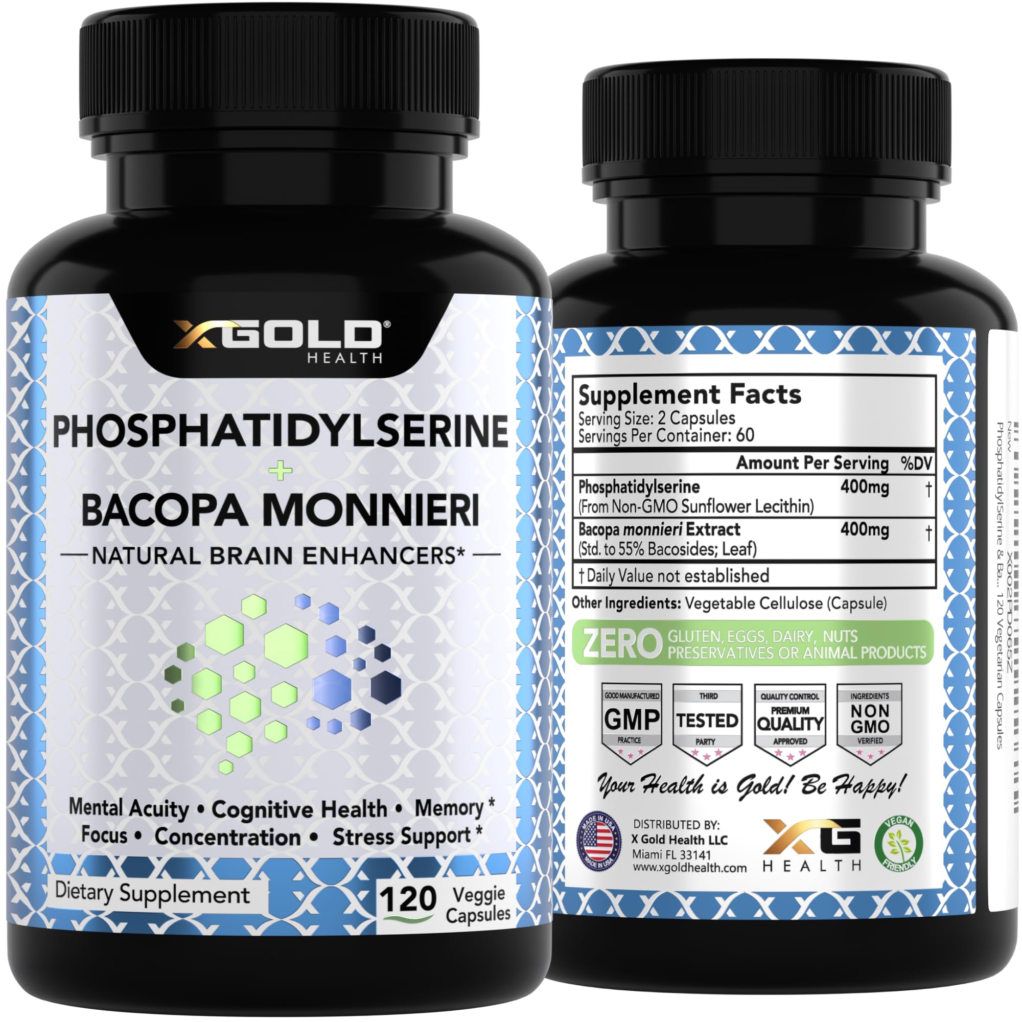 X Gold Health bottle beside notebook for smart daily brain support.
