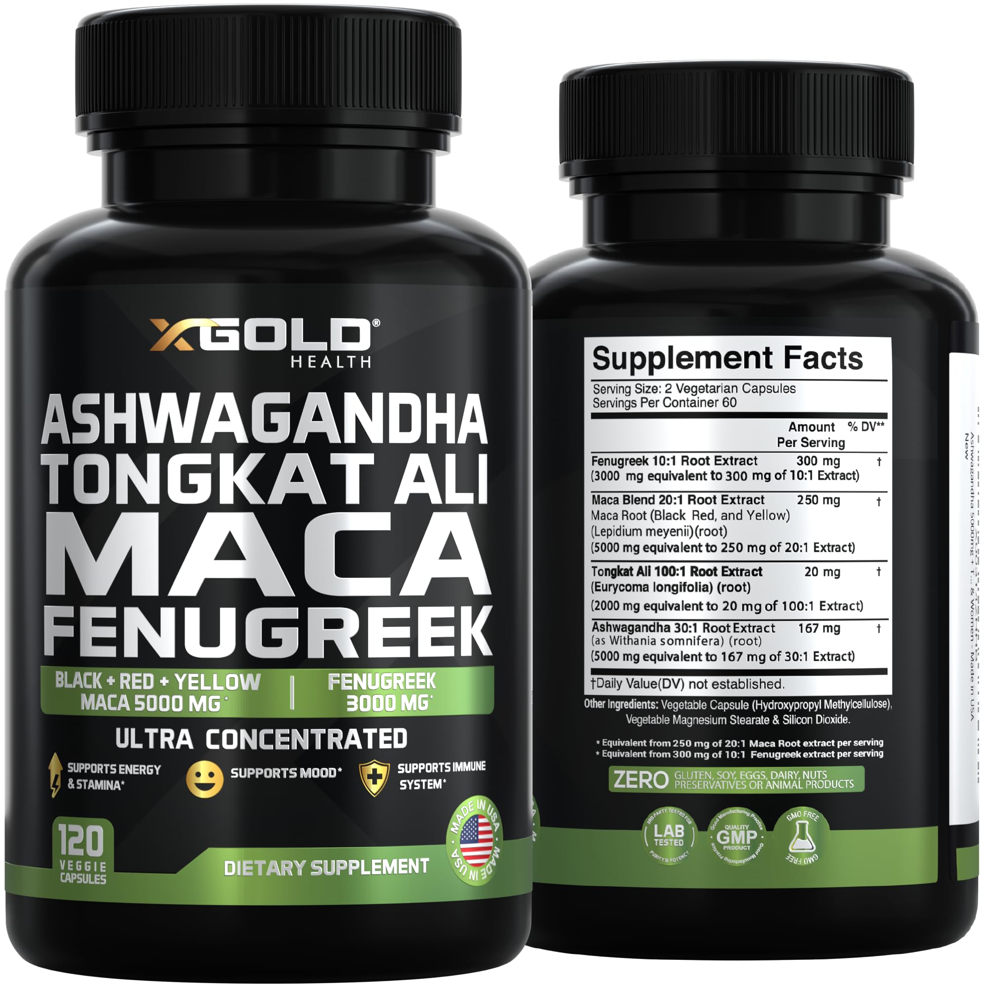 X Gold Health product label detail with concentration highlights.