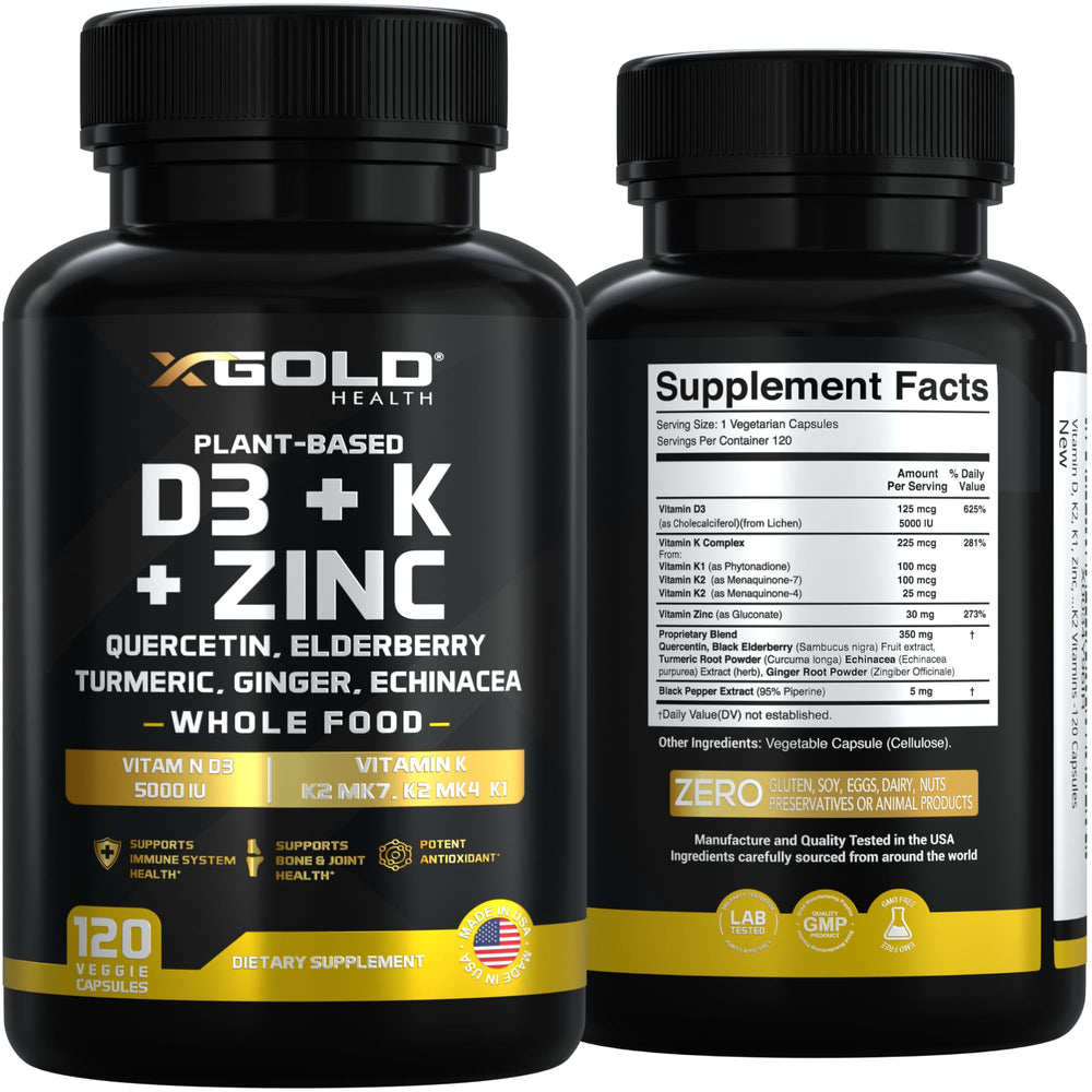 X Gold Health label close-up showing vegan, non-GMO.