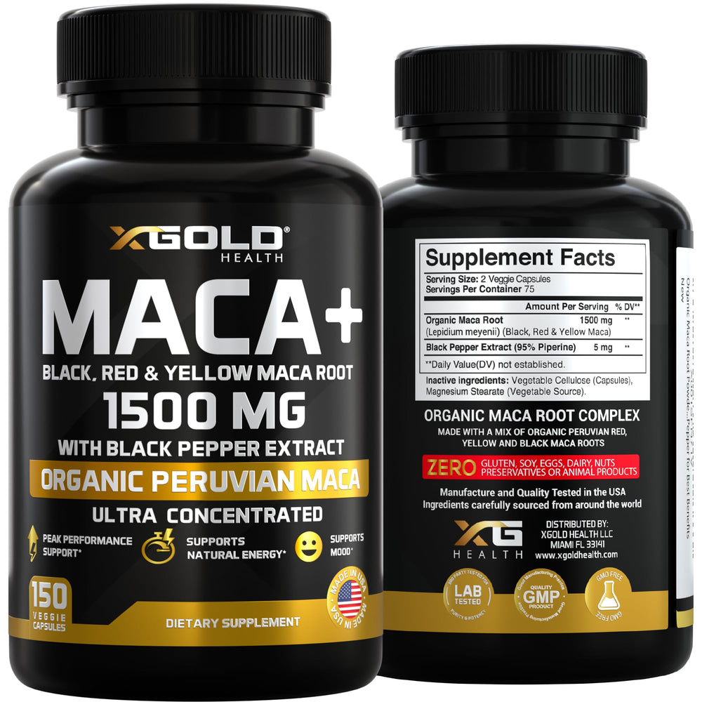 X Gold Health USA-made GMP facility badge appears on the product packaging.