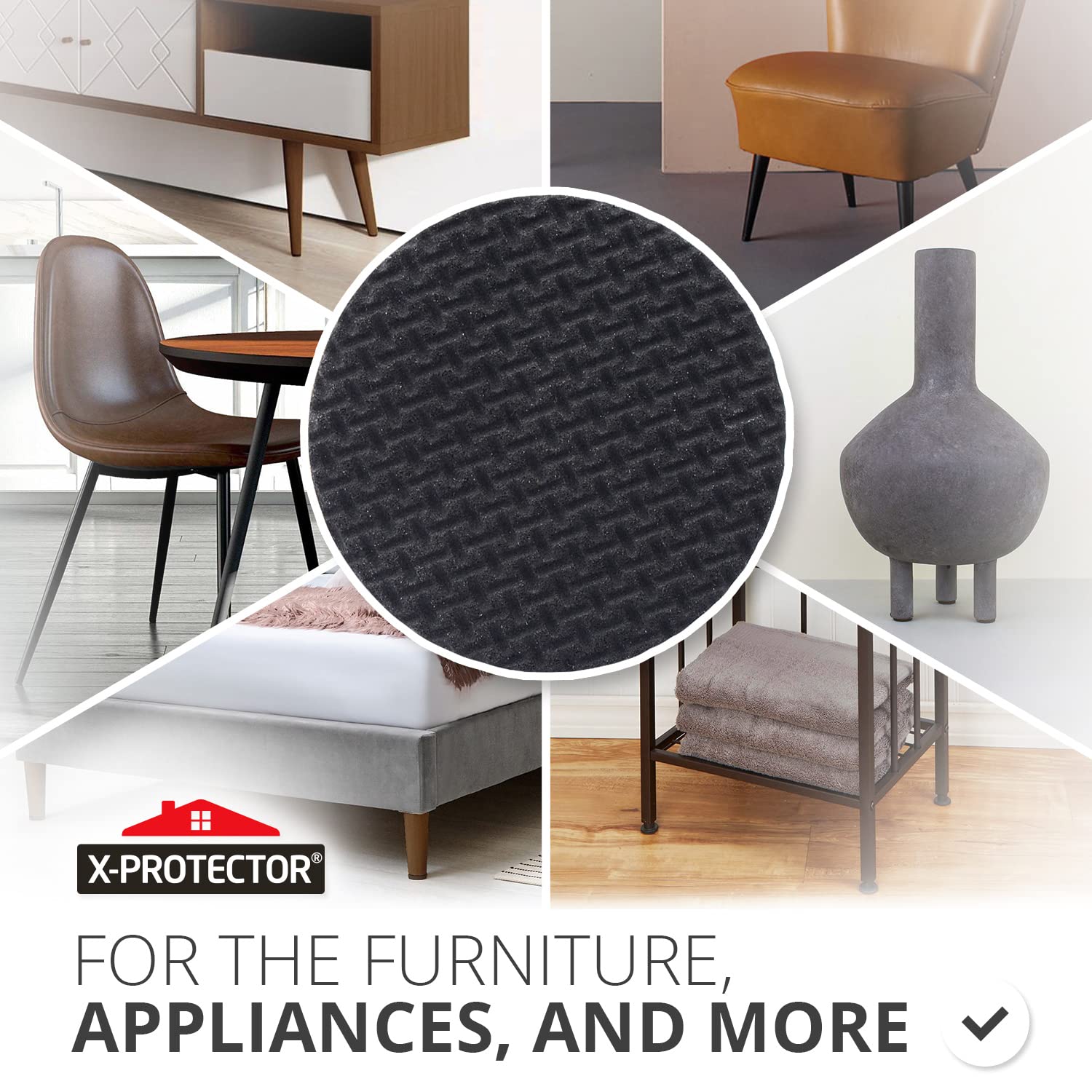 X-PROTECTOR adhesive furniture feet securing grip on wood floors