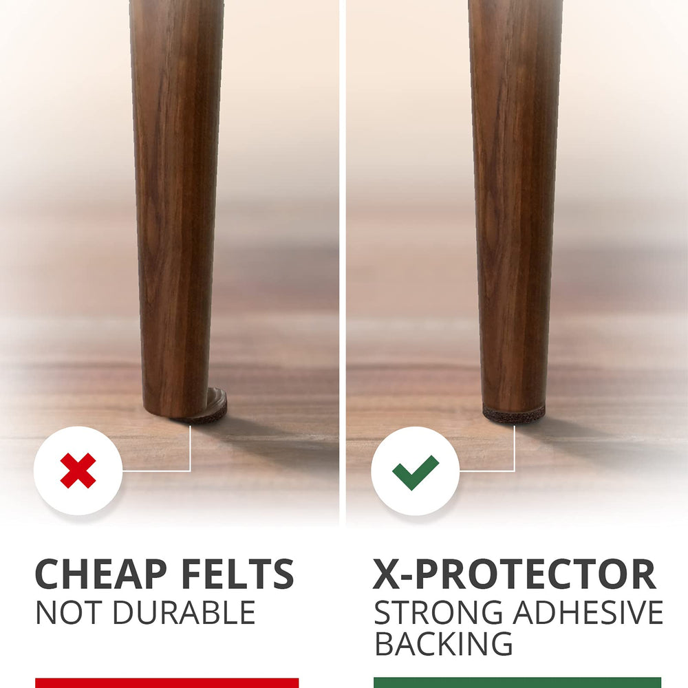 X-Protector felt pads protect floors on wood, laminate, and tile surfaces.