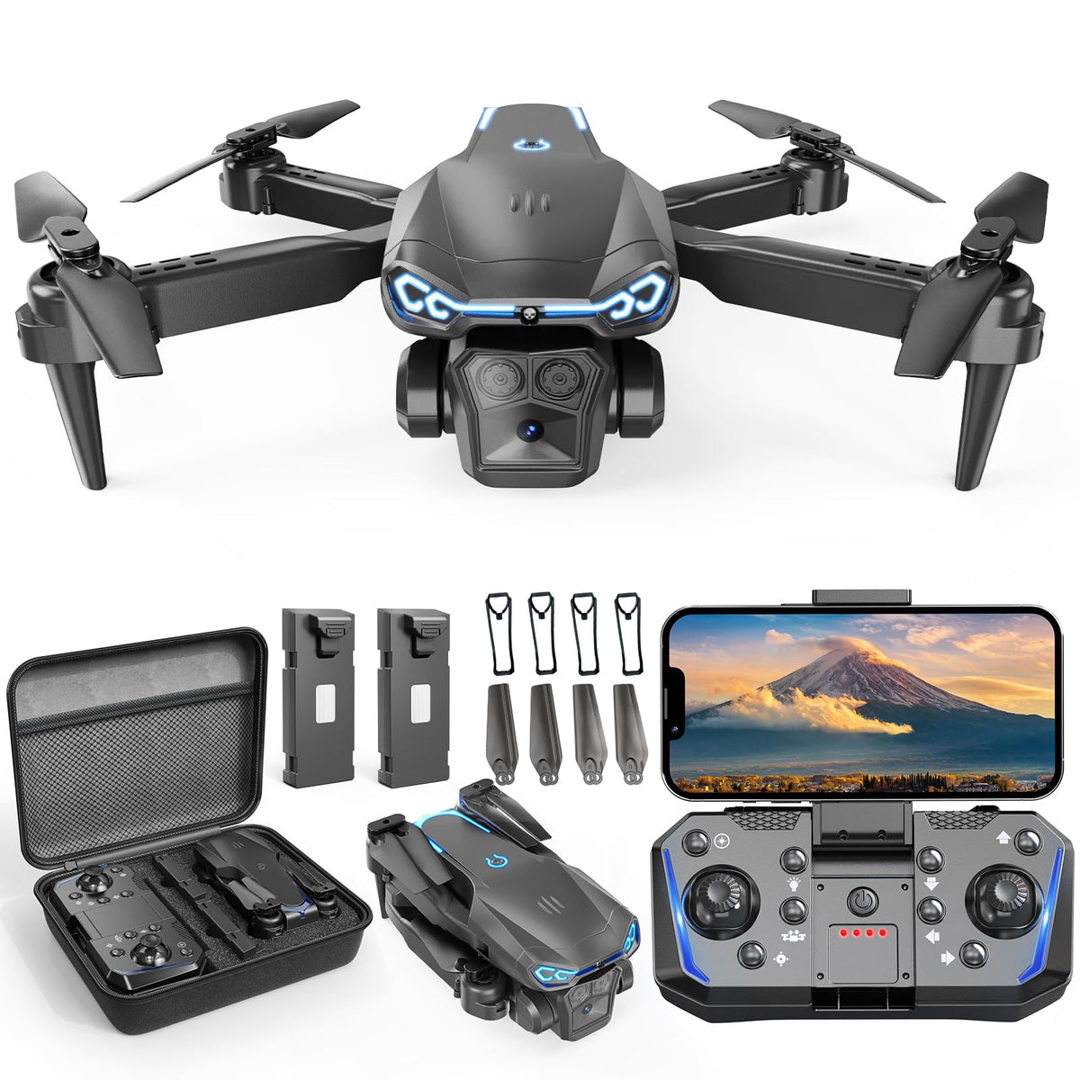 X-shop foldable drone with 1080p camera delivers crisp aerial shots for beginners.