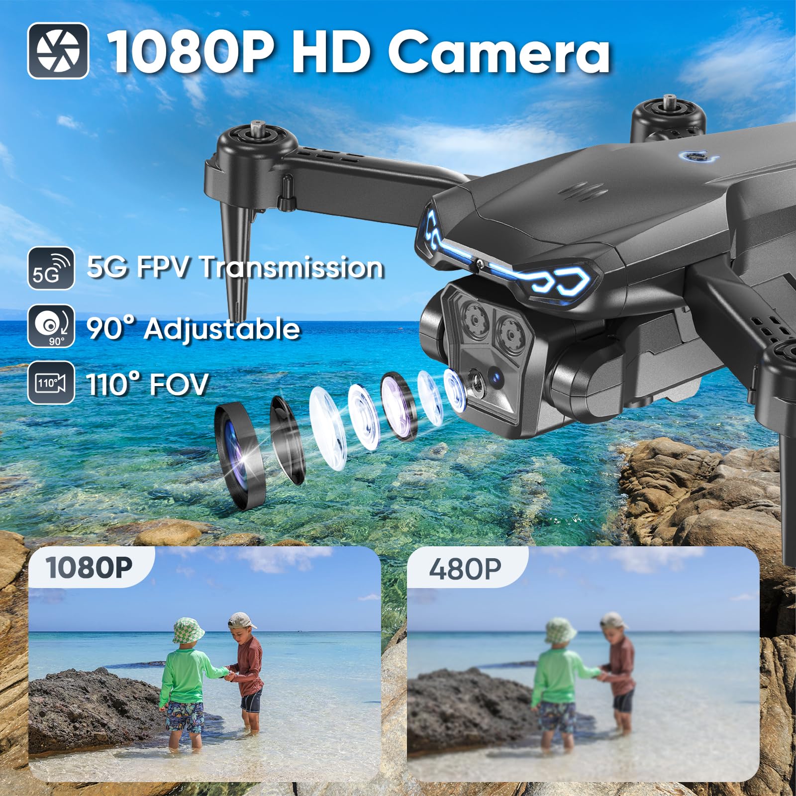 X-shop foldable drone with real-time FPV view via app for immersive flight.