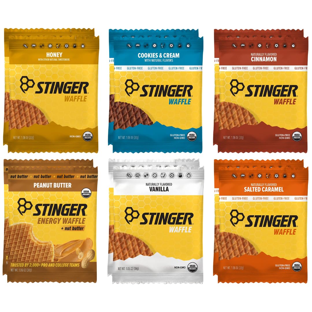 X-Zone Honey Stinnger Organic Waffle pack-shot for pre- and post-workout fueling
