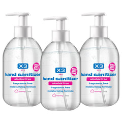 X3 Clean foaming hand sanitizer in a pump bottle offers fragrance-free protection.