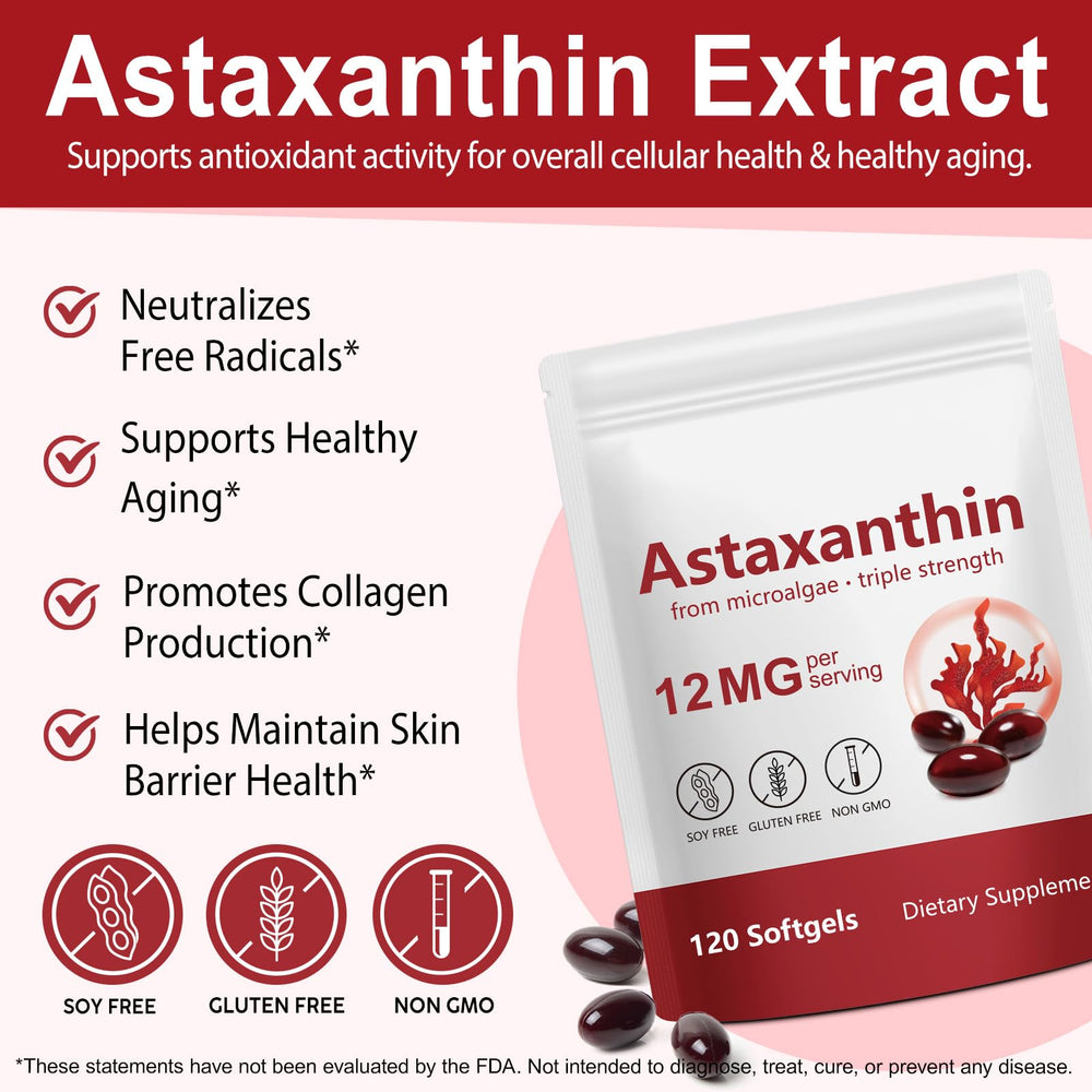 Xaarty Astaxanthin softgels bottle showing full wellness support