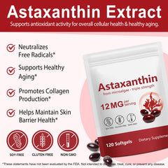 Xaarty Astaxanthin softgels bottle showing full wellness support