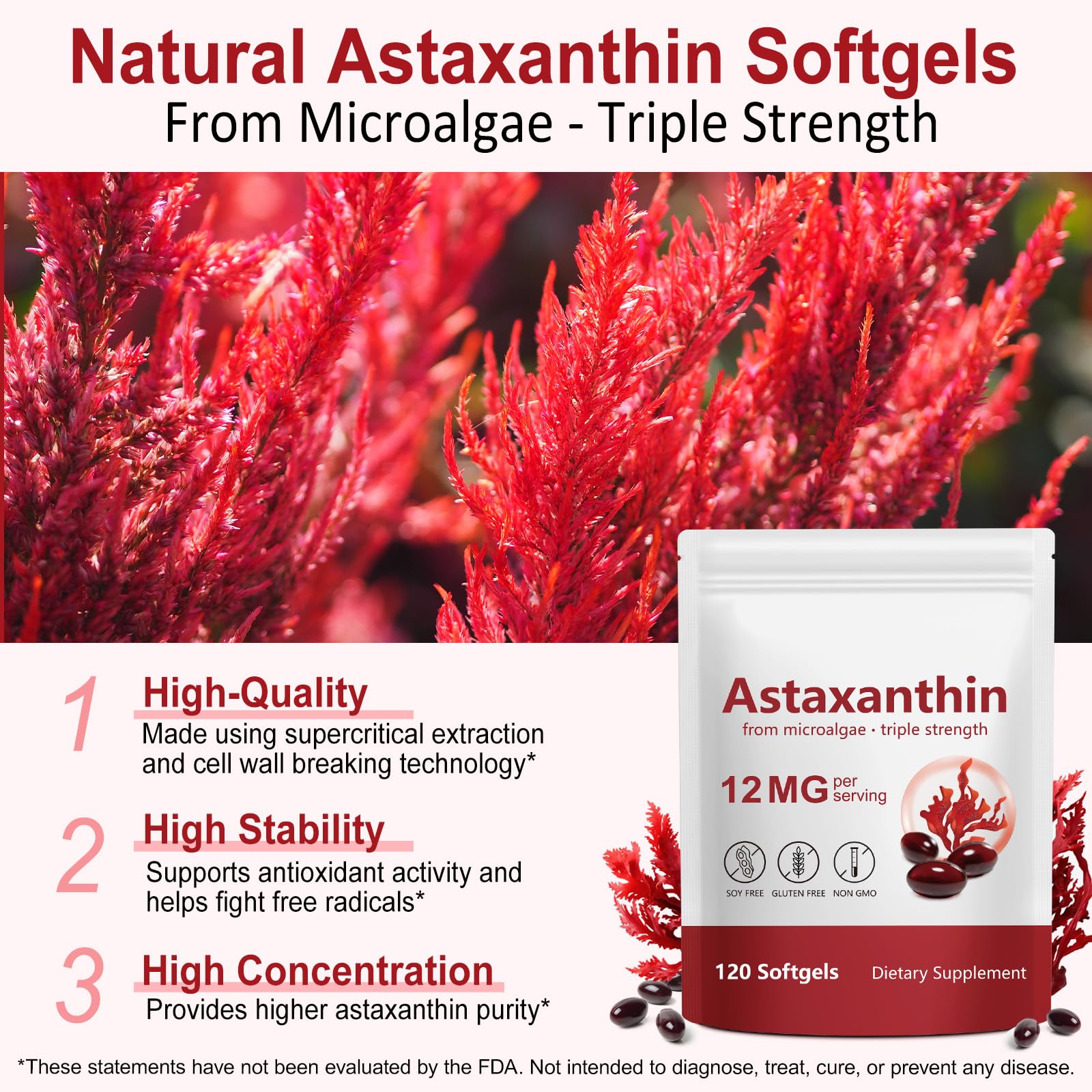 Xaarty Eye health support with 12mg Astaxanthin for screen time relief