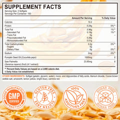 Xaarty saw palmetto extract softgels emphasizing dual-action support.