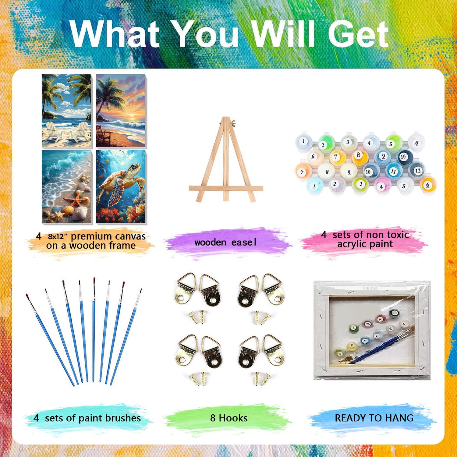 xackcme 8x12-inch canvas ready-to-hang frame enhances quick wall decoration.