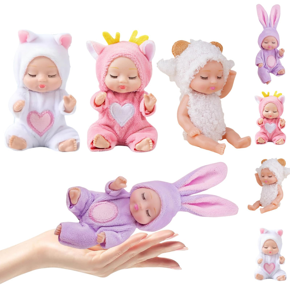 Xadothat 4-piece mini baby dolls with animal outfits for imaginative pretend play