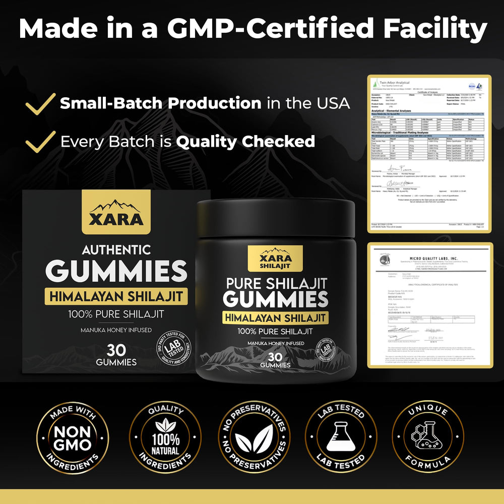 Xara Shilajit Gummies lab-tested seal indicates purity