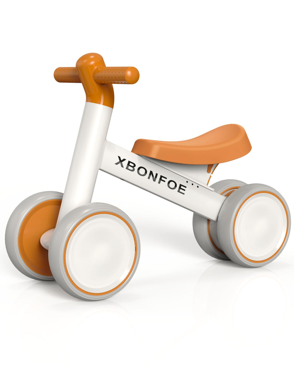 XBONFOE baby balance bike front view shows compact frame for small riders.