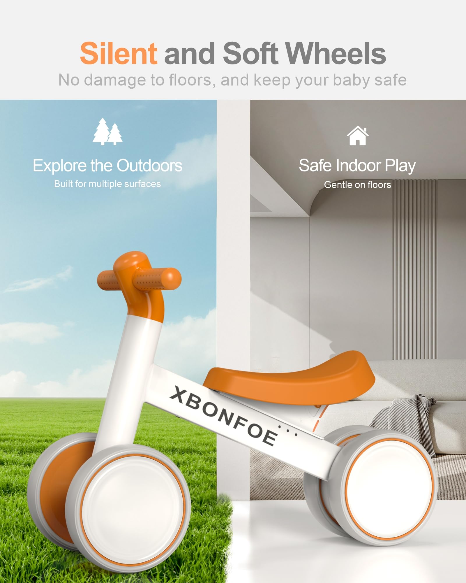 XBONFOE safety handlebars provide a comfortable, secure grip during play.