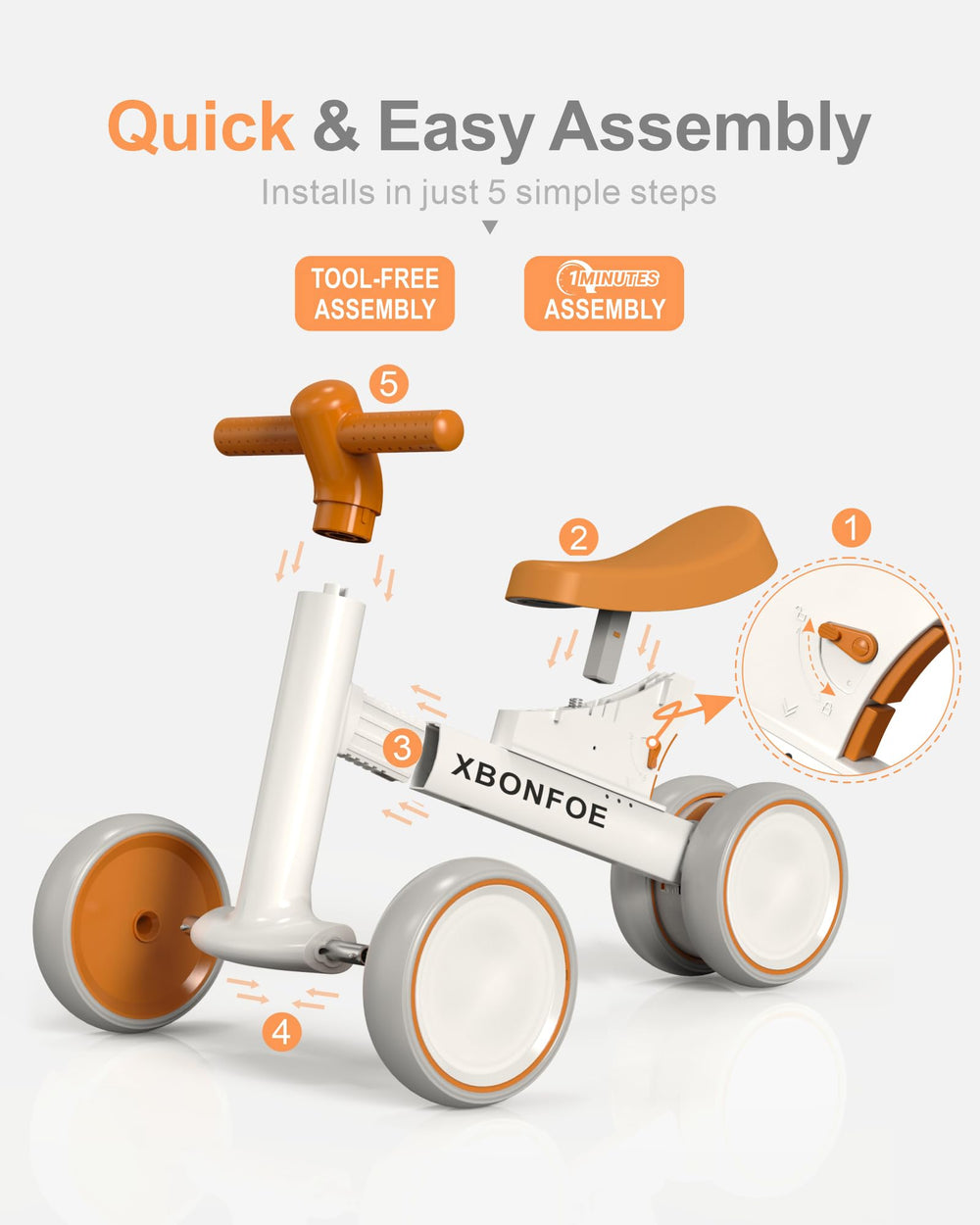 XBONFOE balance bike in use demonstrates smooth indoor and outdoor gliding.