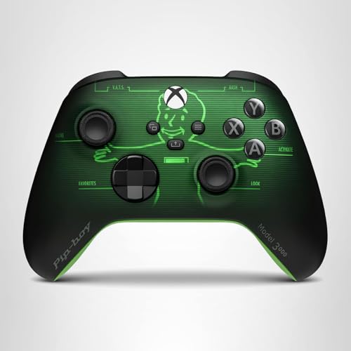 Xbox Fallout Pip-Boy Edition controller in use during gameplay.