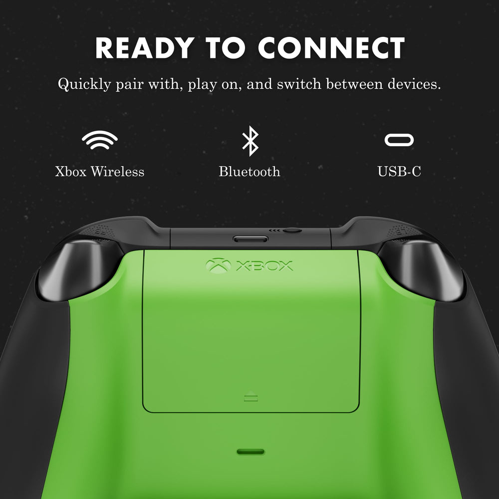 Xbox Fallout Pip-Boy Edition controller ports with 3.5mm jack and USB-C compatibility.