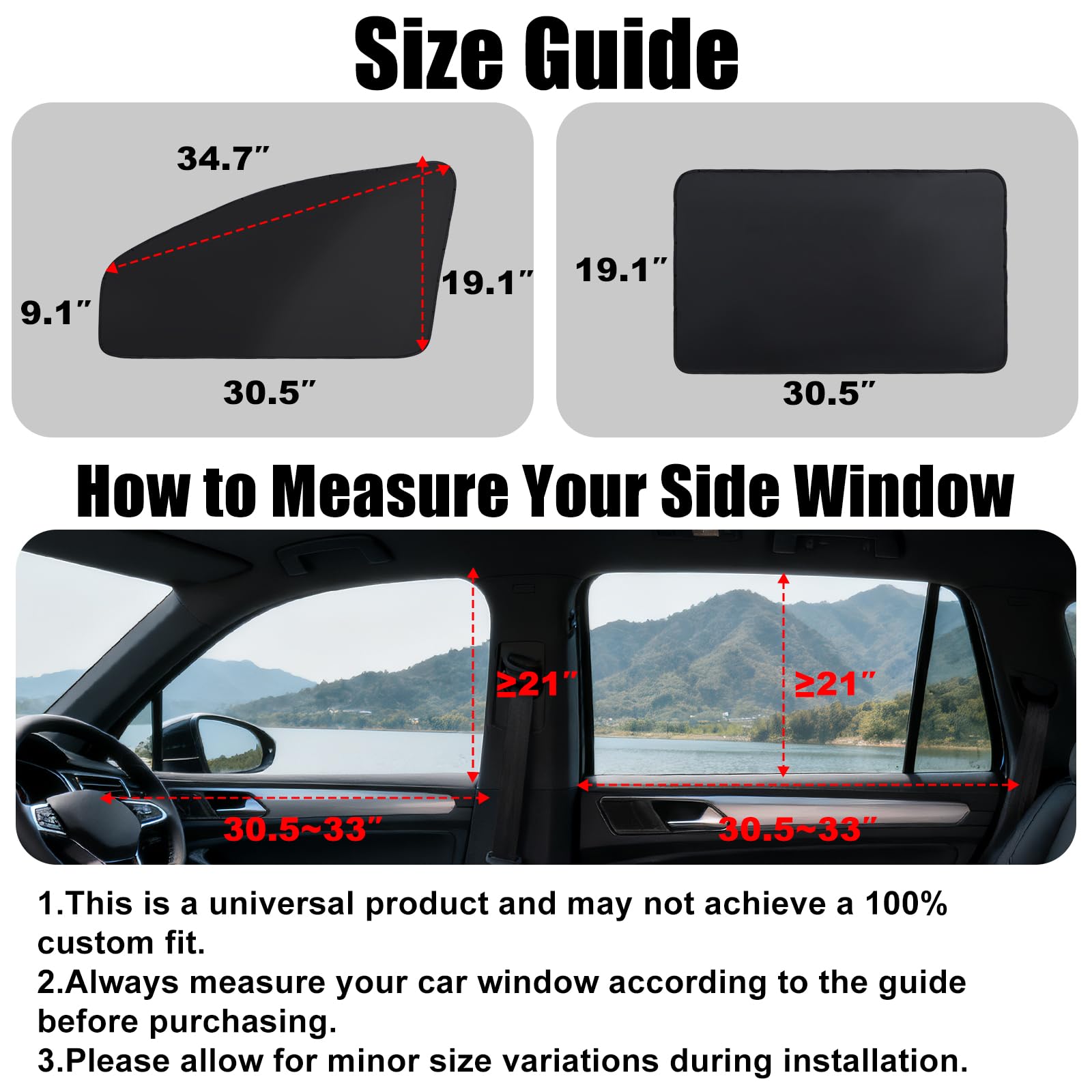 XCBYT rear window shades with magnets ensuring a private backseat space