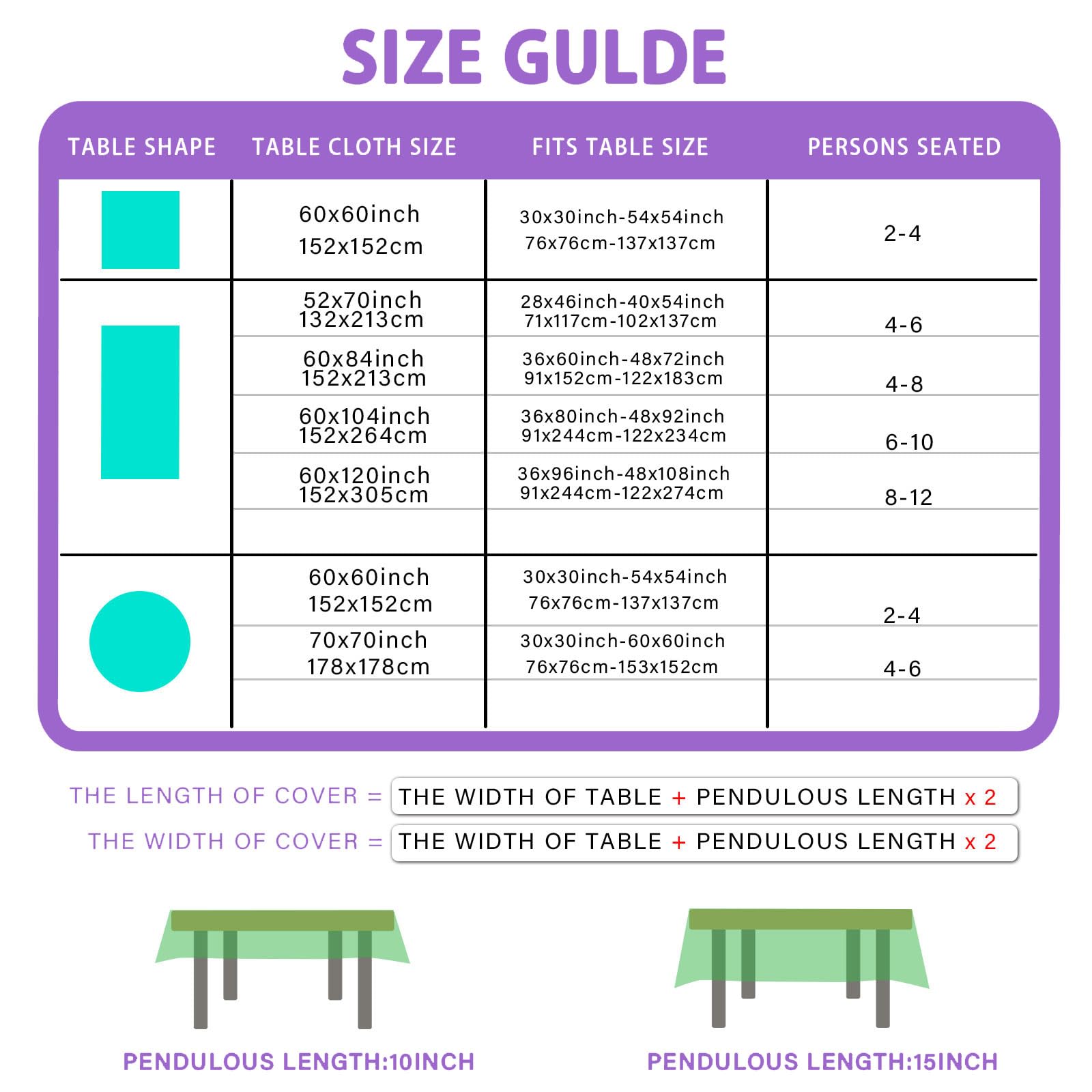 XCHI 60x84 inch size fits most tables for effortless setup.