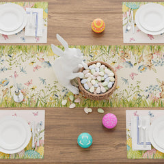 XCHI Watercolor Easter Pattern table runner complements holiday table settings.