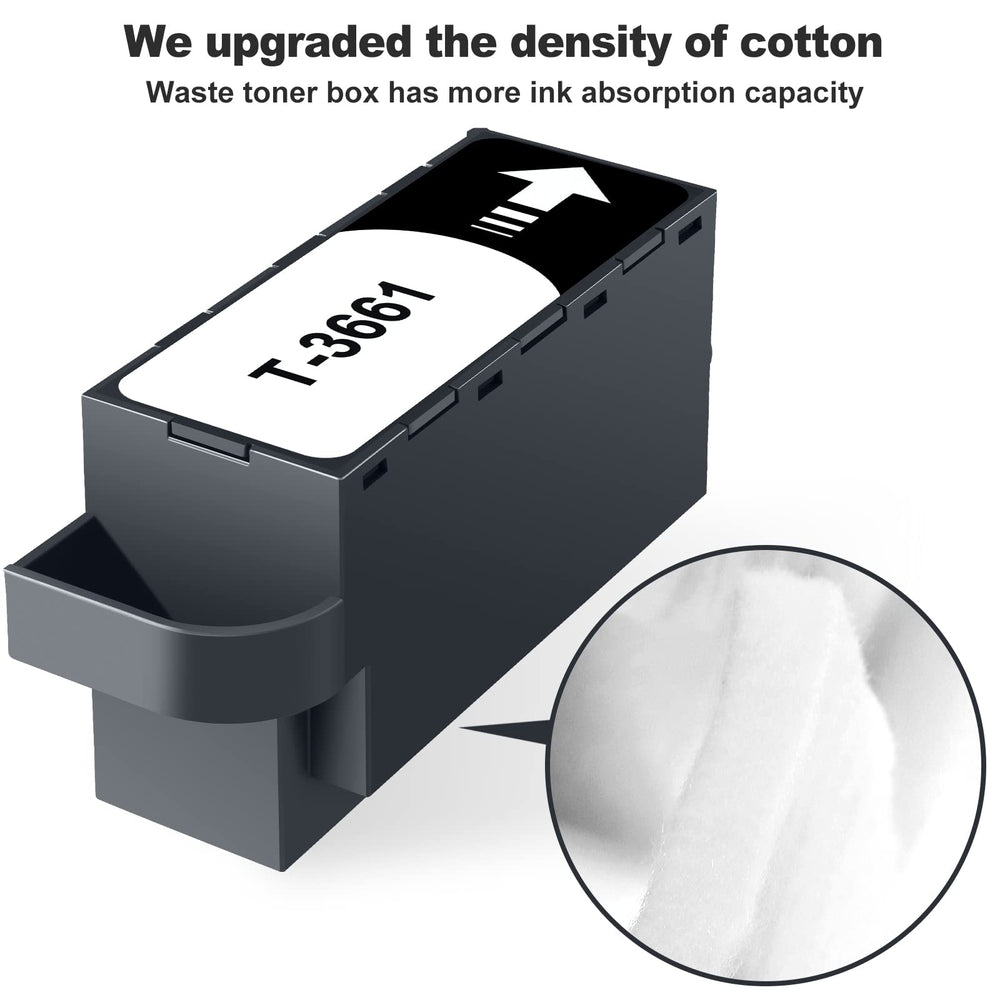 Close-up of T366 maintenance box capacity and absorbent sponge.
