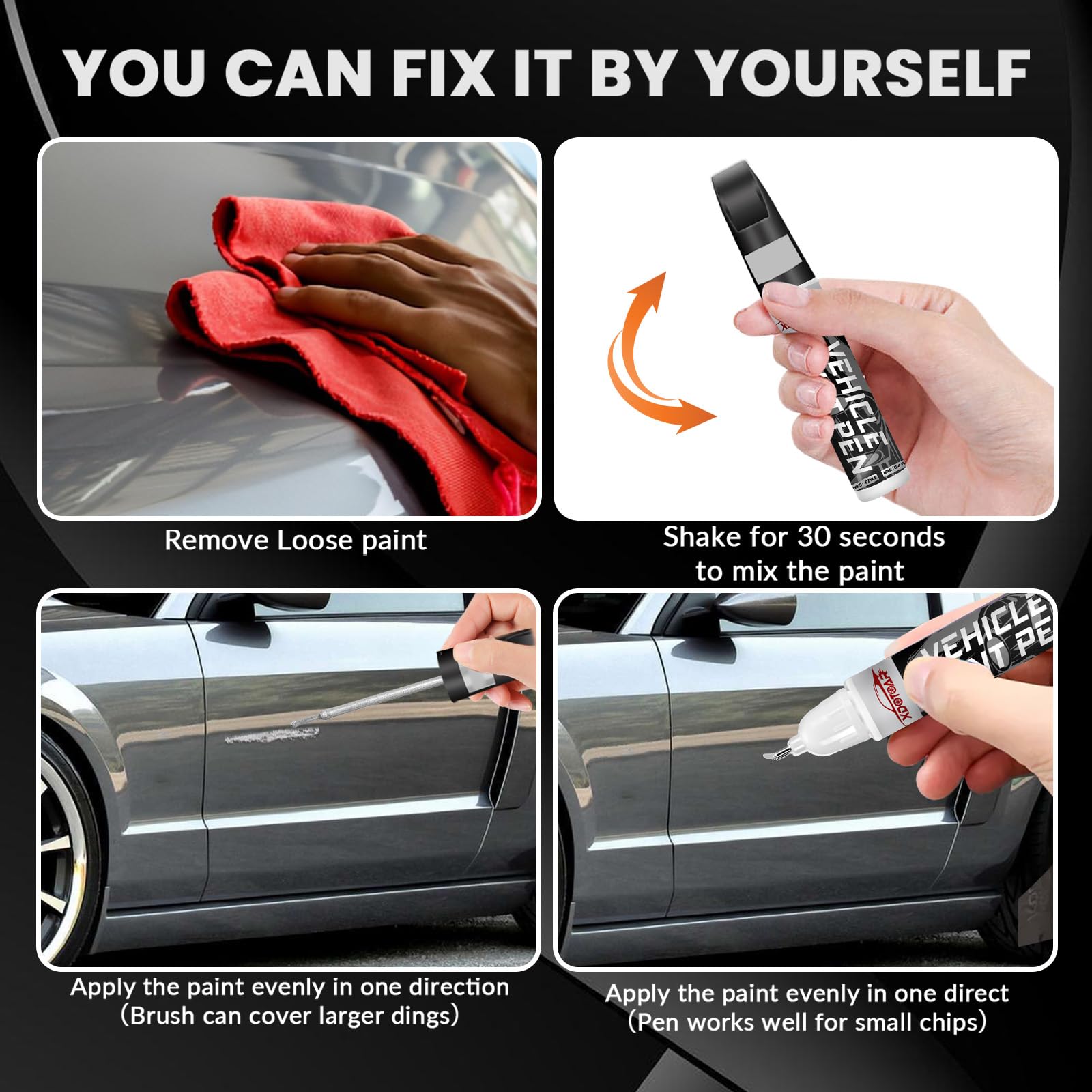 XDOTOAR Silver Touch Up Paint on car panel showing seamless blend