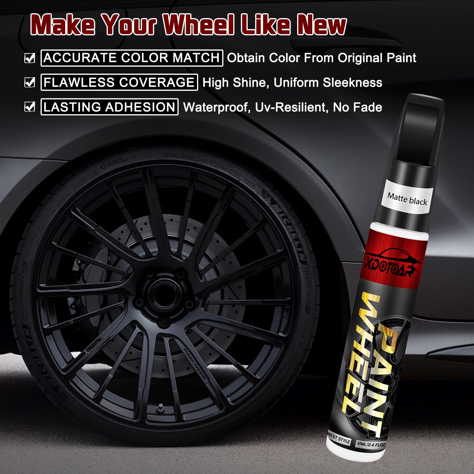 Xdotoar rim paint is waterproof and UV resistant for lasting protection on wheels.