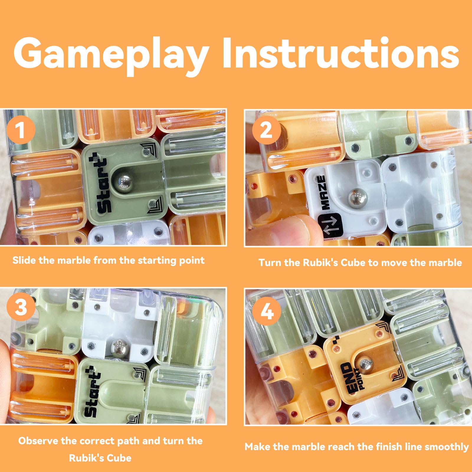 XDWCUFQ transparent lid maze cube secures the bead path for faster solving.
