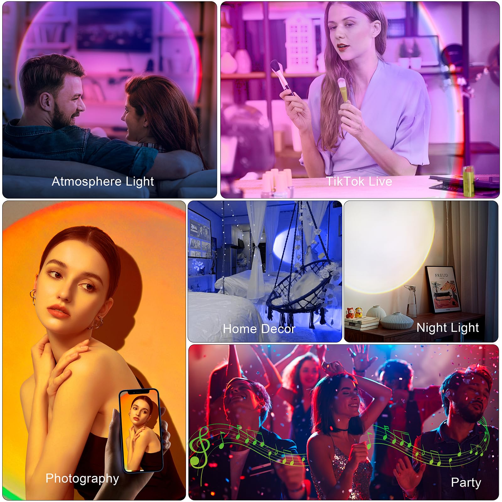 XEBKOR Sunset Lamp ideal for photography and live streaming lighting setups.