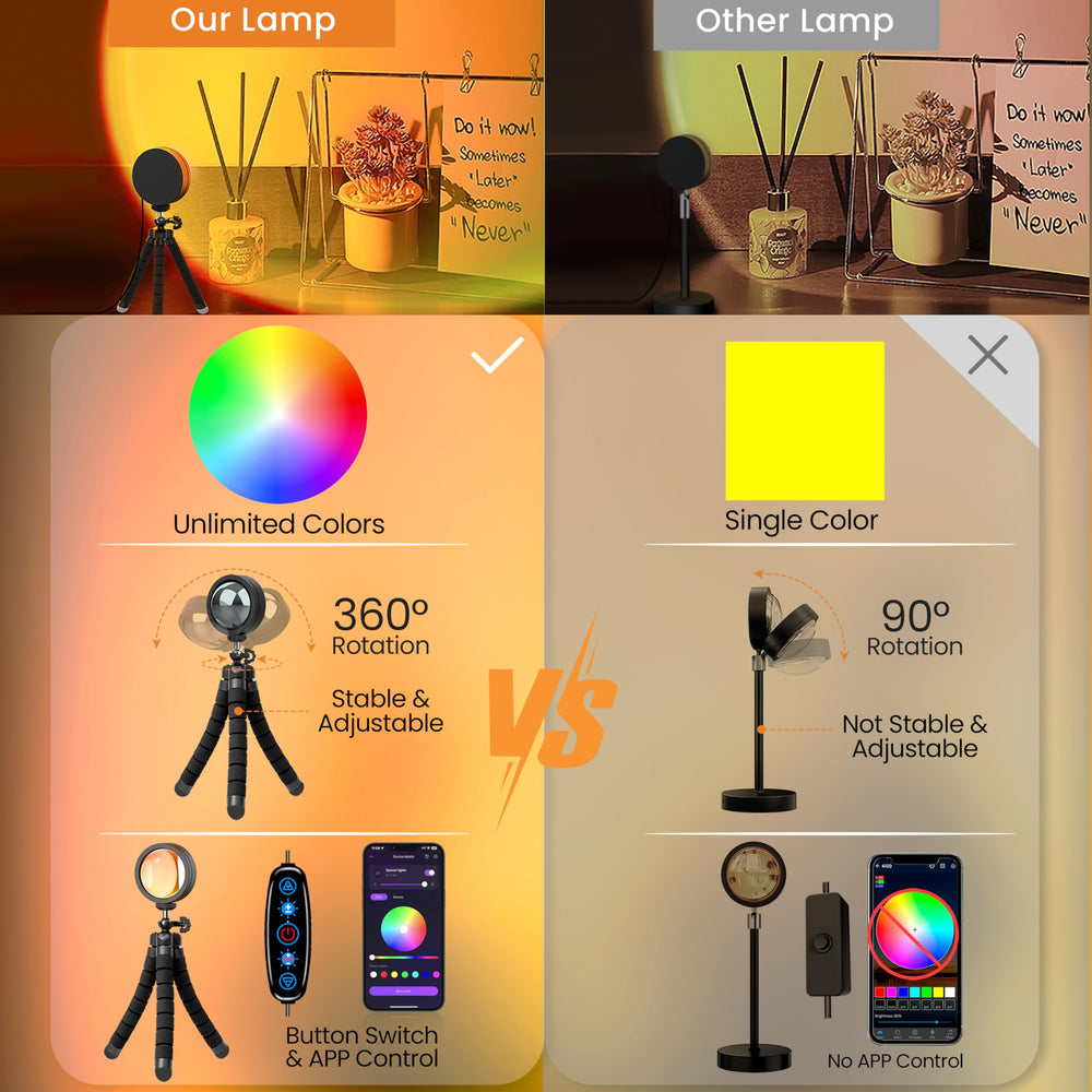 XEBKOR Sunset Lamp app control enables seamless color customization and dynamic scenes.