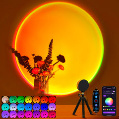 XEBKOR Sunset Lamp projection on wall creates warm ambient lighting for cozy evenings.