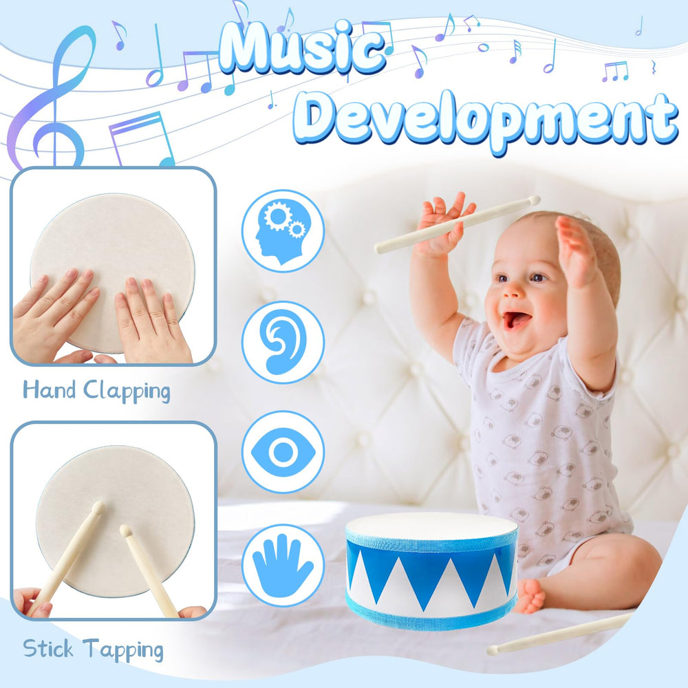 Xeehwb Kids Drum Set wooden construction for durable toddler toy
