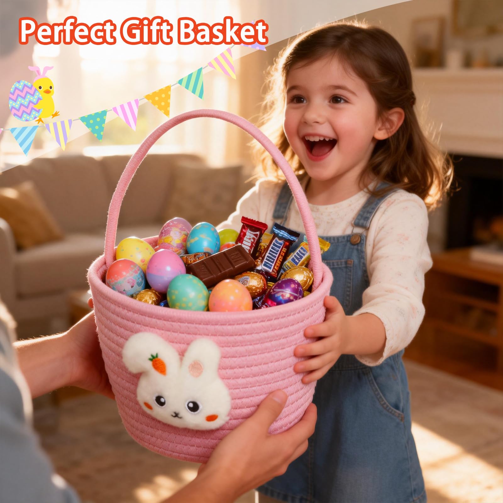 XENTUMI Easter basket spacious interior for treats or gifts
