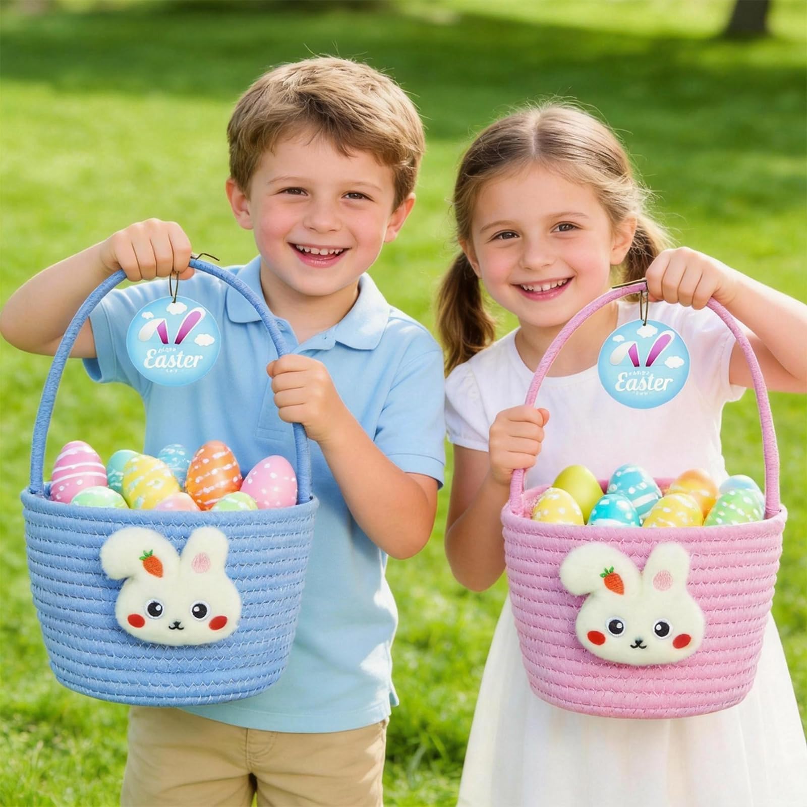 XENTUMI Easter basket size details without and with handle