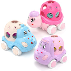 XFFFun baby girl car pink turtle, soft 3-in-1 toy, perfect for sensory play.