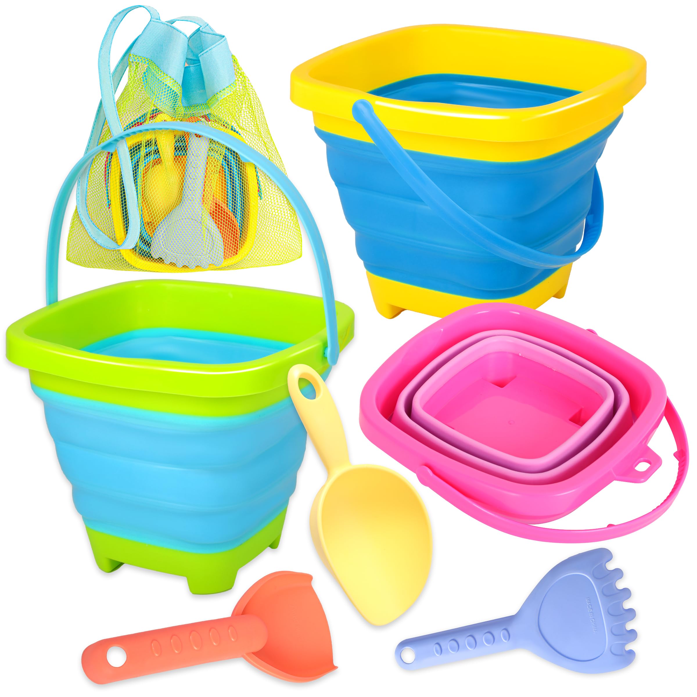Xgunion collapsible beach bucket 3-pack ready for quick packing and easy travel