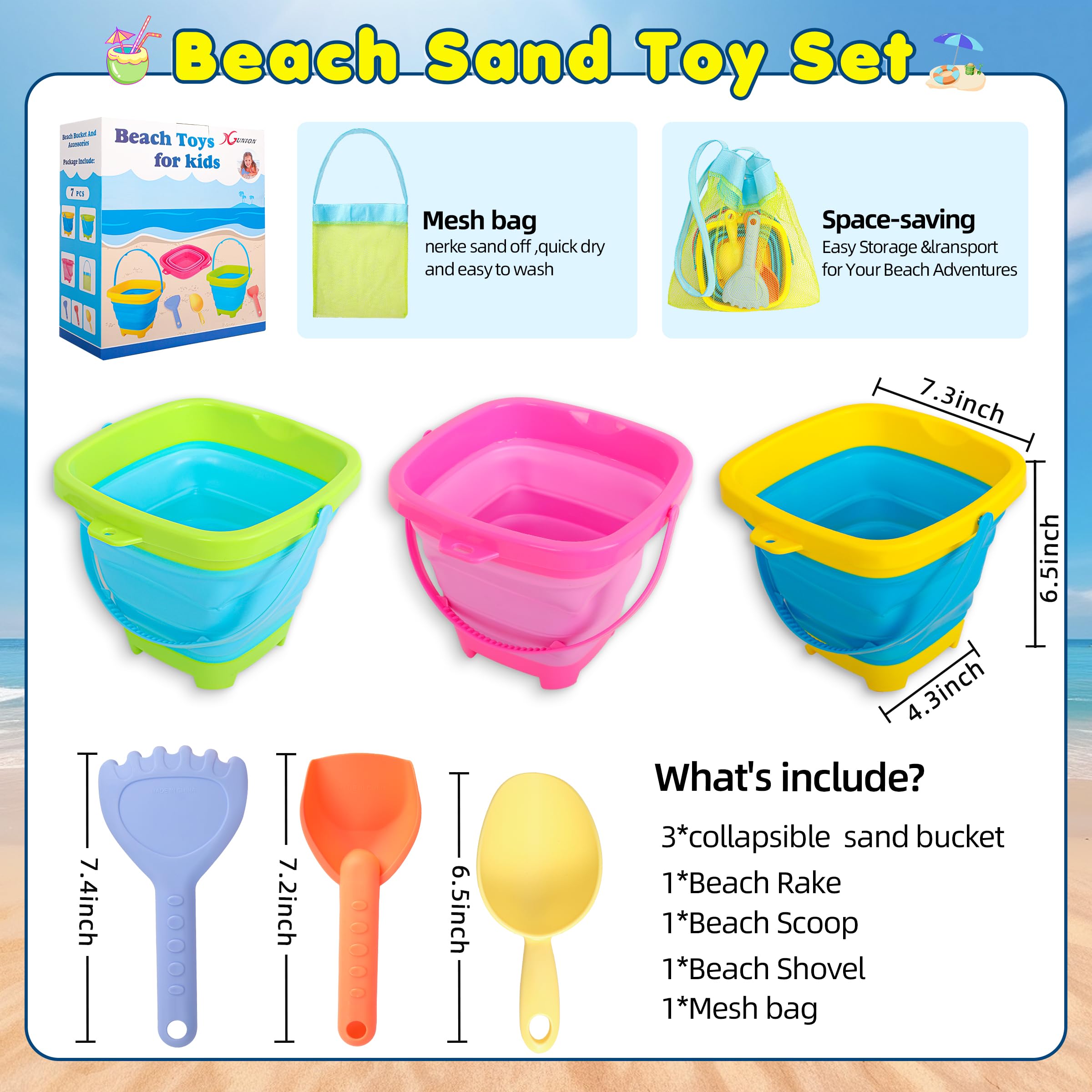 Xgunion foldable beach bucket compact when folded for easy storage