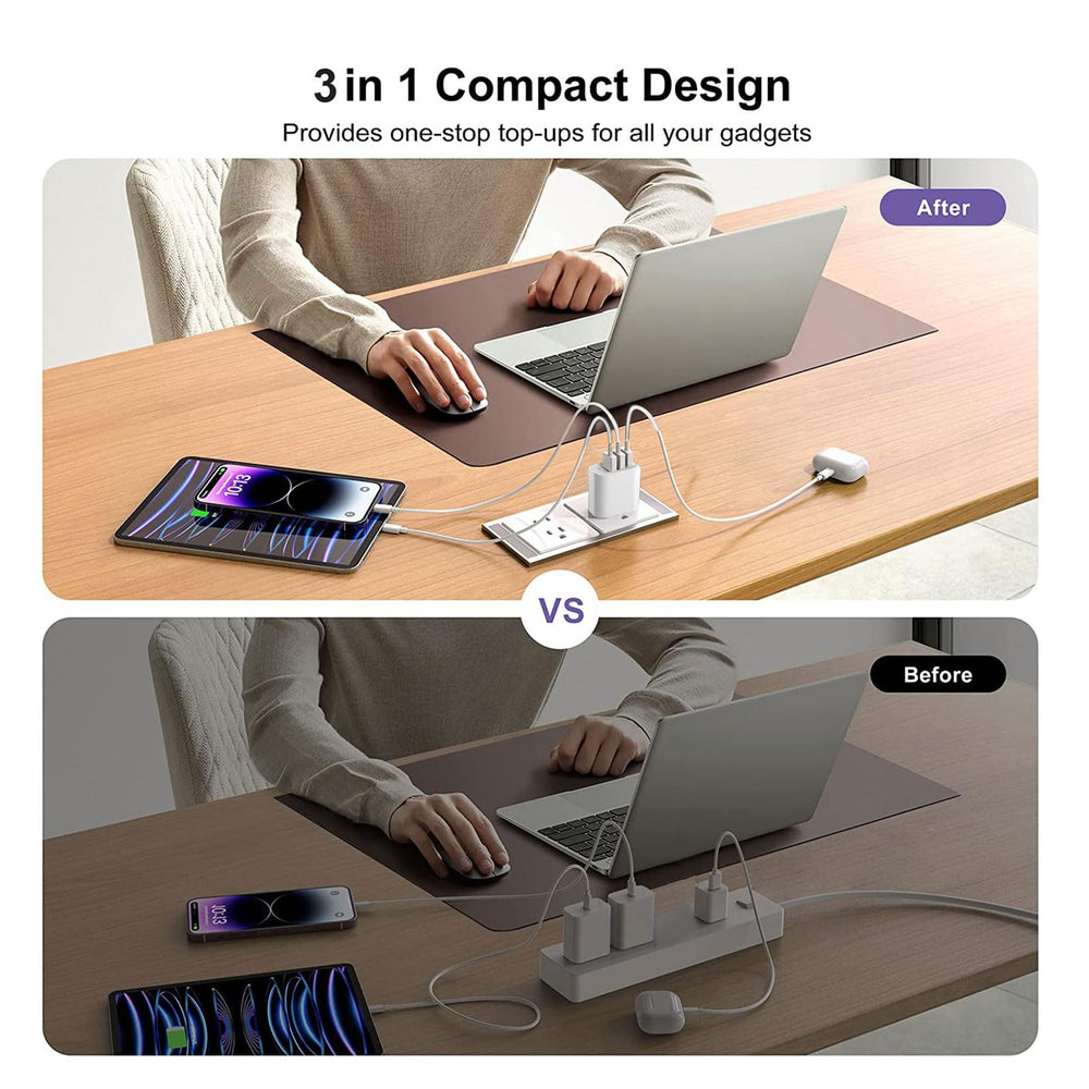 XIANGHONGYIAN 3-Port USB Wall Charger side angle, versatile multi-device charging