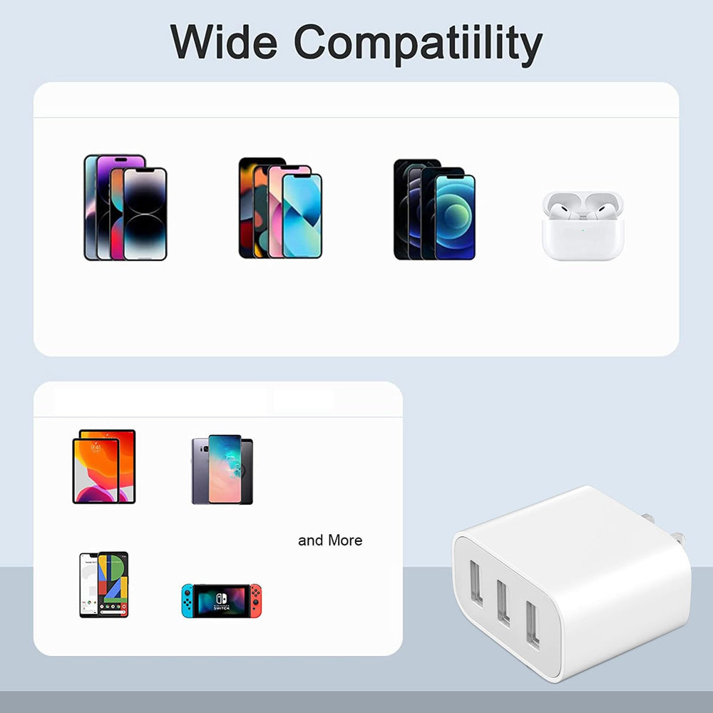 XIANGHONGYIAN 3-Port USB Wall Charger travel-compact, ideal for office and travel
