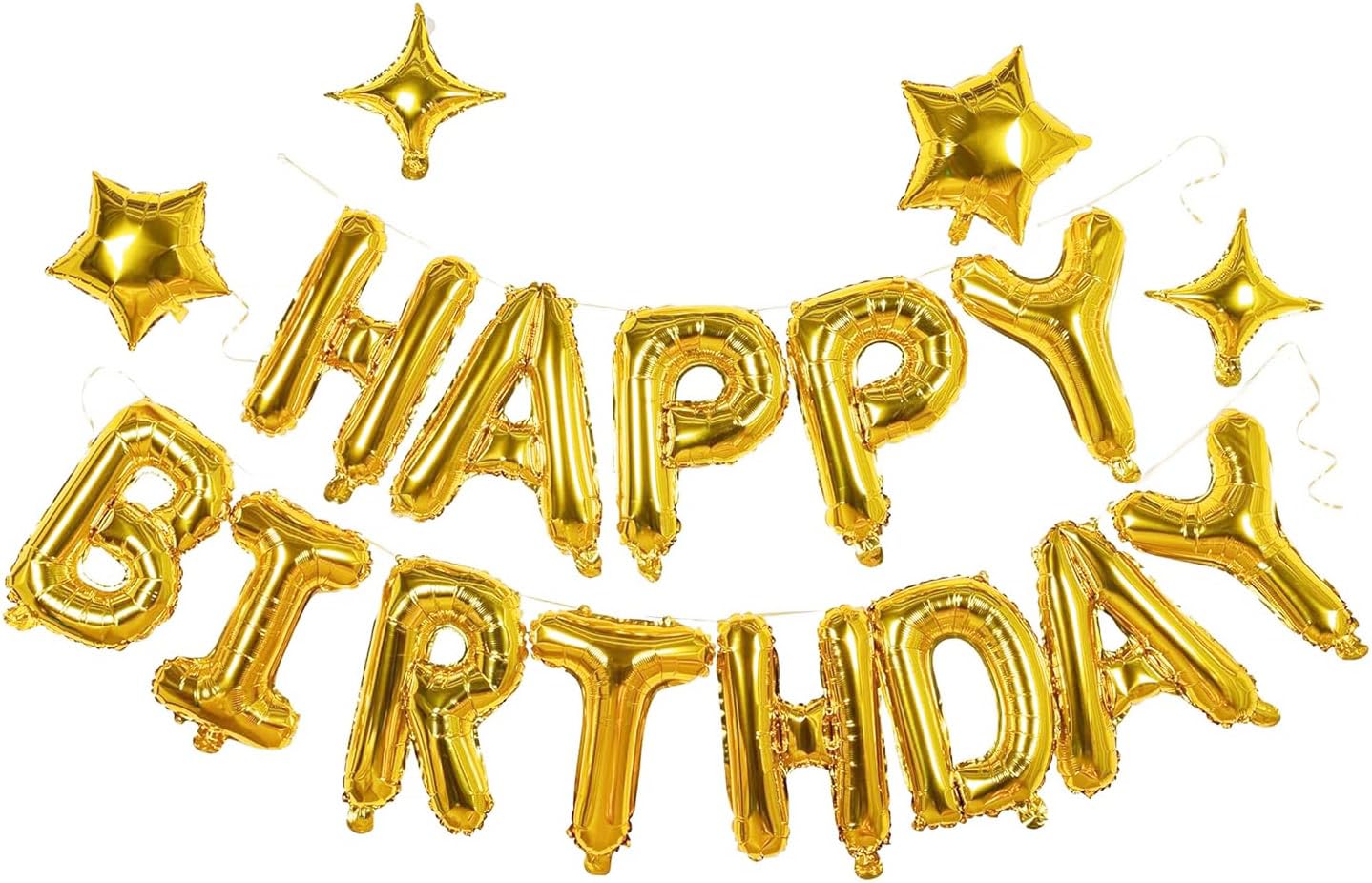 xiangsushijie gold Happy Birthday banner 16-inch for standout wall or ceiling decor.