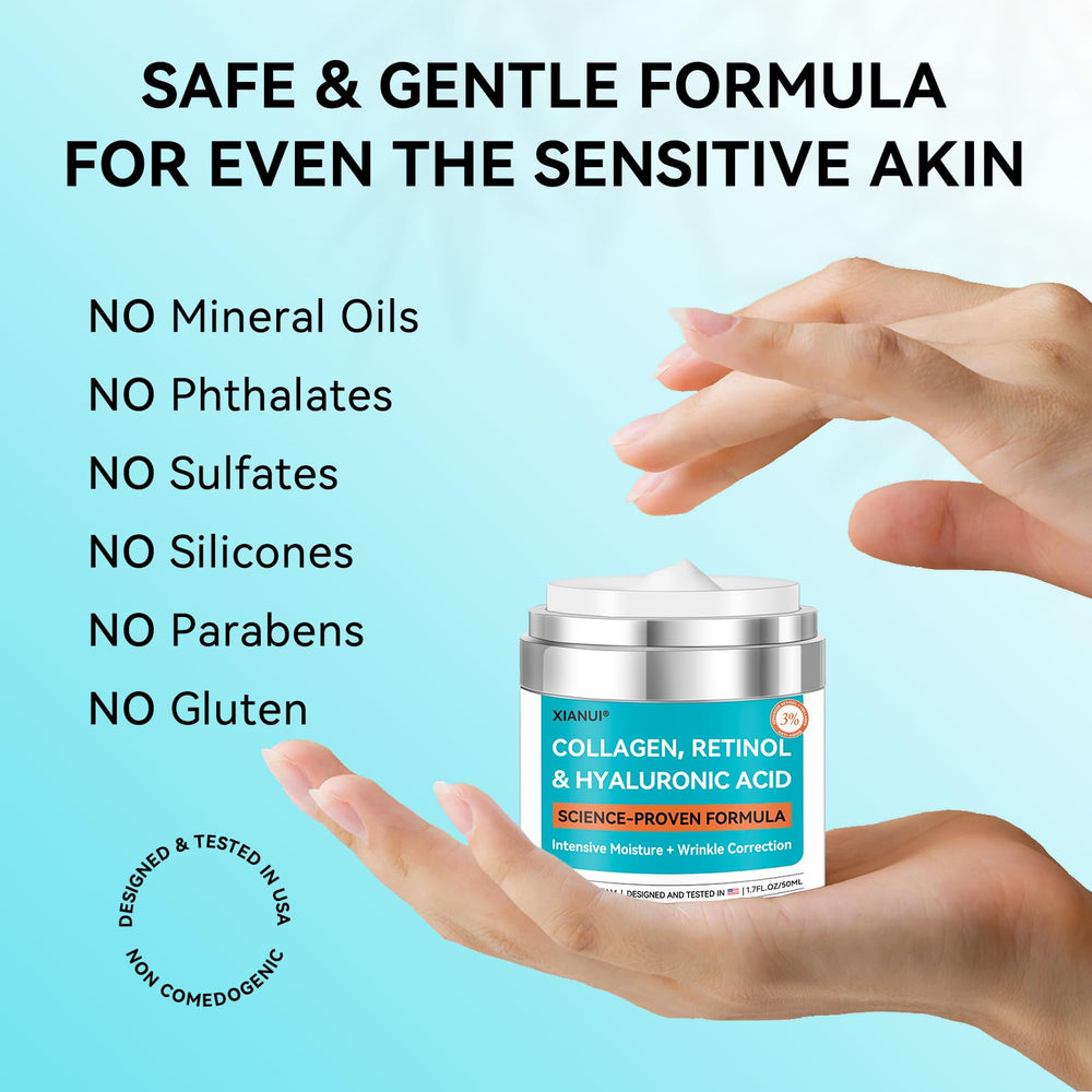 Skin appears smoother with visible radiance after applying the cream.