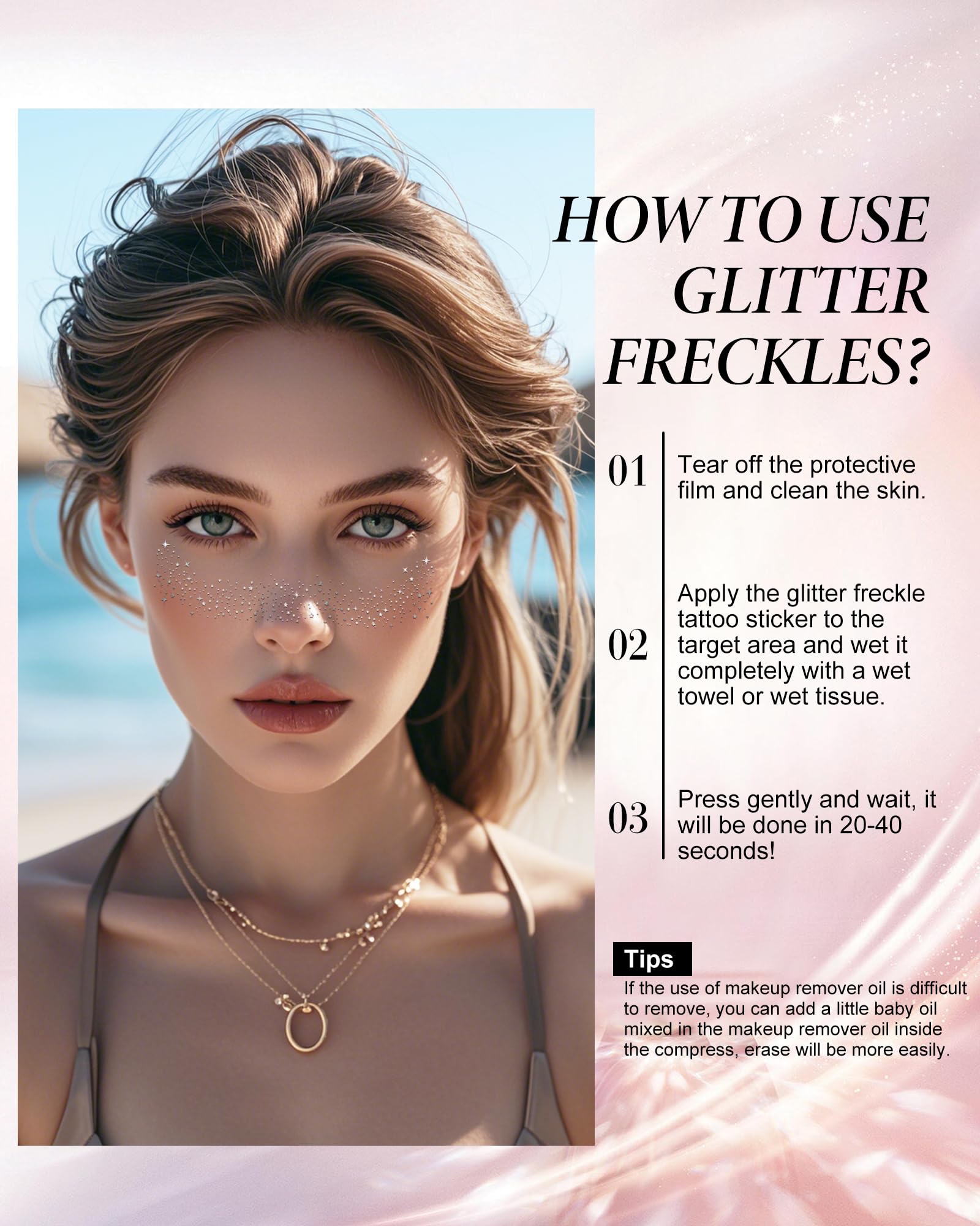 XICZH DIY facial art with glitter stickers at home