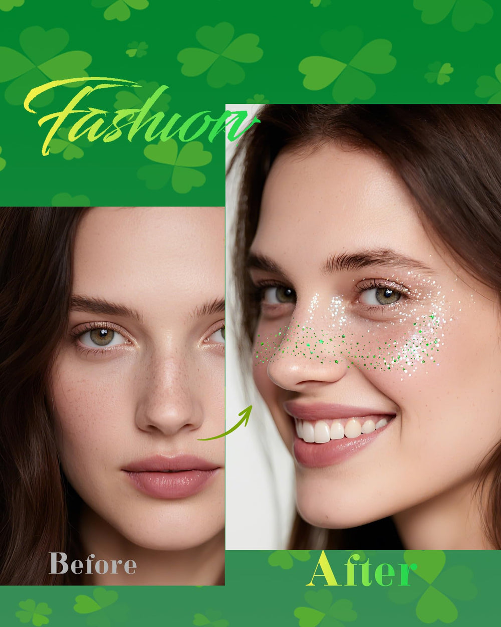 XICZH waterproof green glitter patch withstands sweat and rain.