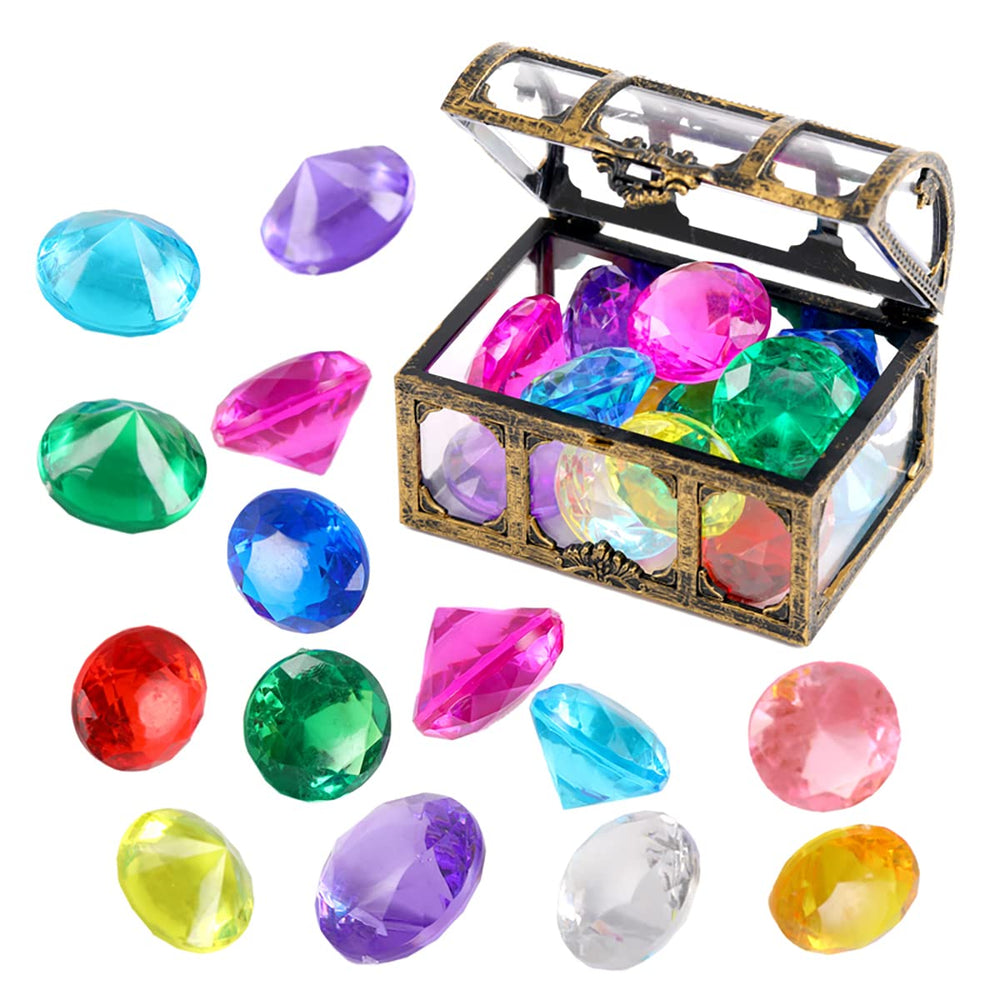 XIJUAN diving gem treasure chest in pool with colorful diamonds